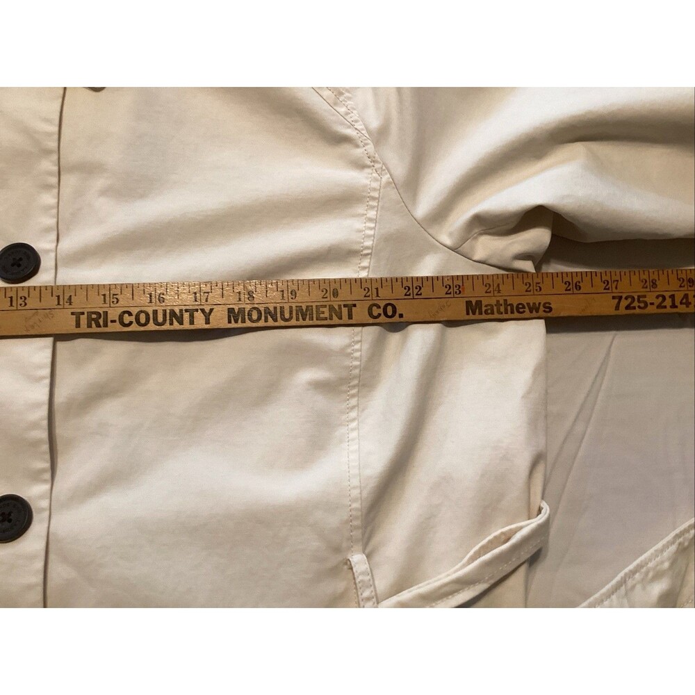lands end women’s trench coat 1X cream brown buttons shoulder epaulettes belt - Picture 4 of 12